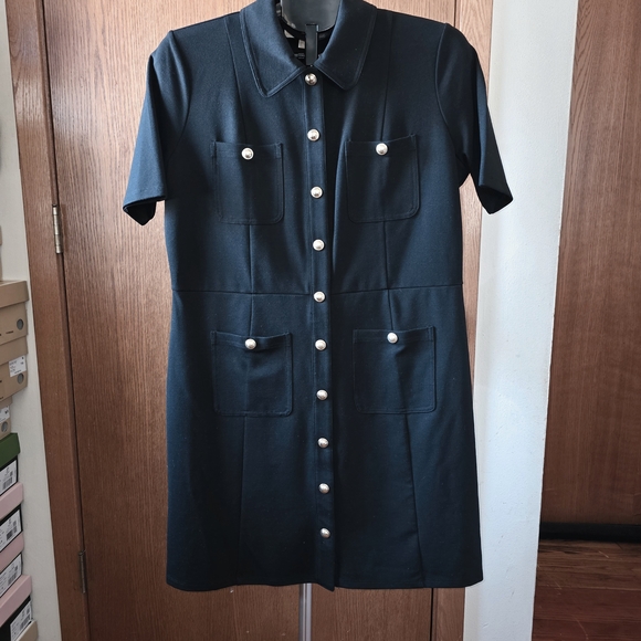 MICHAEL Michael Kors Stretch Ponte Shirtdress In Black  Size Large - Picture 3 of 8